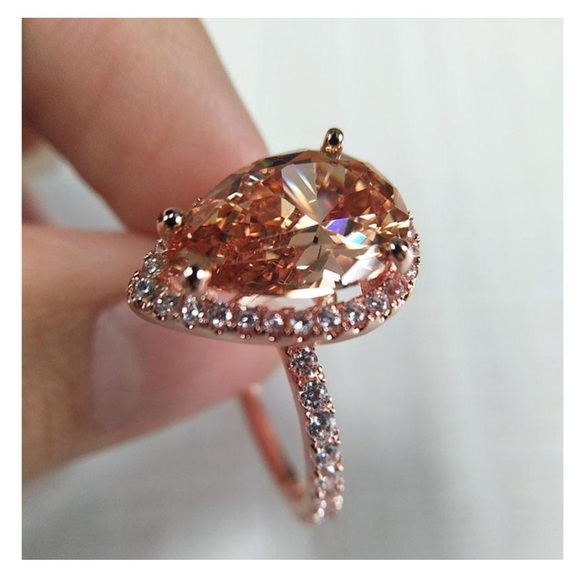 18K Rose Gold Filled Pear shape Morganite Ring - Picture 2 of 12